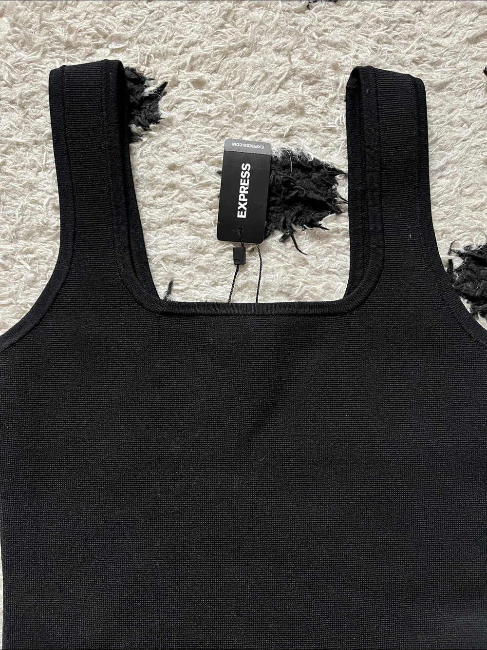 Express size small. Body Contour Black Square-Neck Ribbed Tank Top - Picture 3 of 7